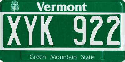 VT license plate XYK922