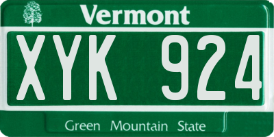 VT license plate XYK924