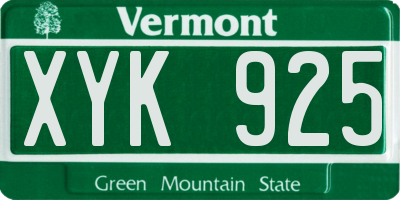 VT license plate XYK925