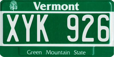 VT license plate XYK926