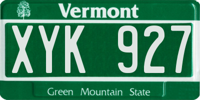 VT license plate XYK927