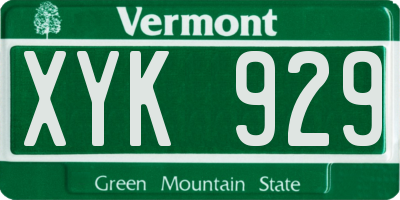 VT license plate XYK929