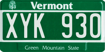 VT license plate XYK930