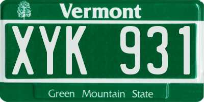 VT license plate XYK931