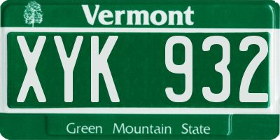 VT license plate XYK932