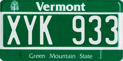 VT license plate XYK933