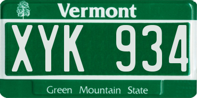 VT license plate XYK934