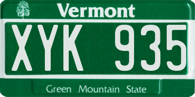 VT license plate XYK935