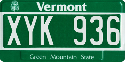 VT license plate XYK936