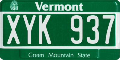 VT license plate XYK937