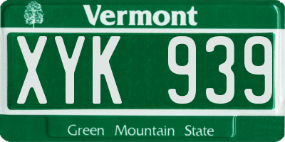 VT license plate XYK939