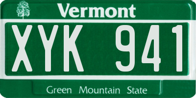 VT license plate XYK941