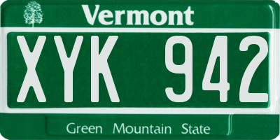 VT license plate XYK942