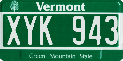 VT license plate XYK943