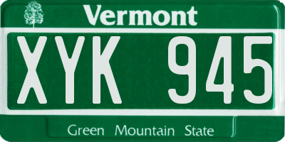 VT license plate XYK945