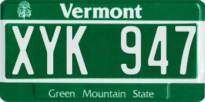 VT license plate XYK947
