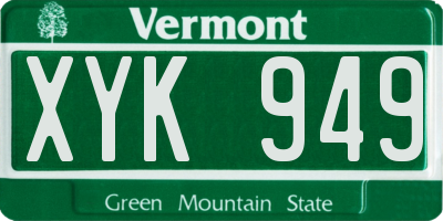VT license plate XYK949
