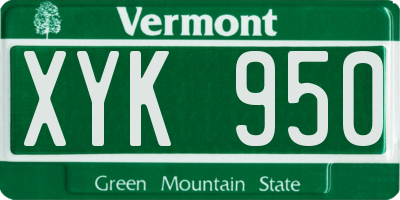 VT license plate XYK950