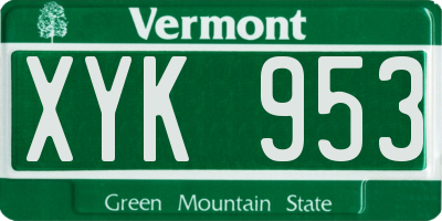 VT license plate XYK953