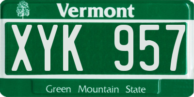 VT license plate XYK957