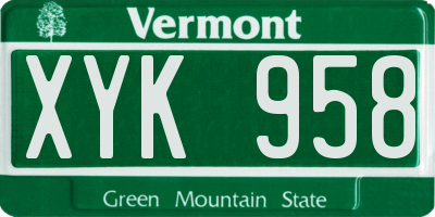 VT license plate XYK958