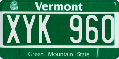VT license plate XYK960