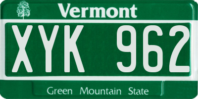 VT license plate XYK962