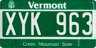 VT license plate XYK963