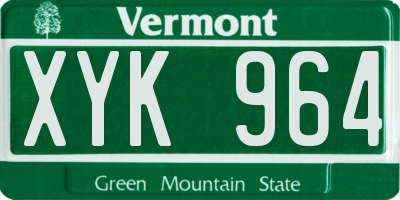 VT license plate XYK964