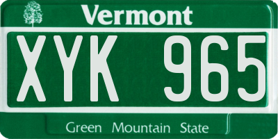 VT license plate XYK965