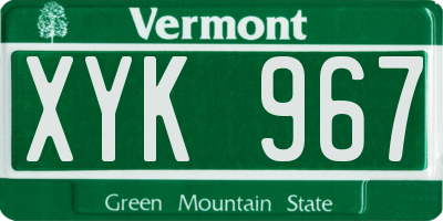VT license plate XYK967