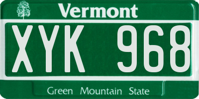 VT license plate XYK968
