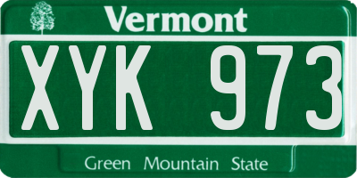 VT license plate XYK973