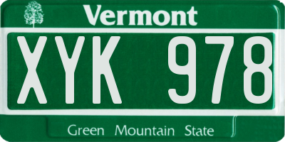 VT license plate XYK978