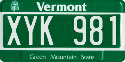 VT license plate XYK981
