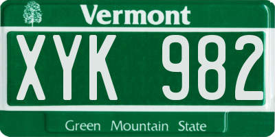 VT license plate XYK982