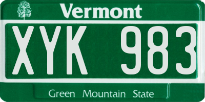VT license plate XYK983