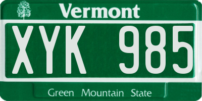 VT license plate XYK985