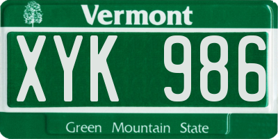 VT license plate XYK986