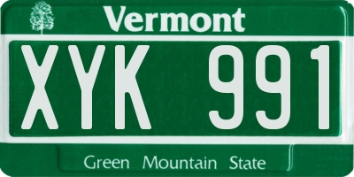 VT license plate XYK991