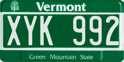 VT license plate XYK992