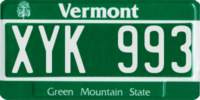 VT license plate XYK993