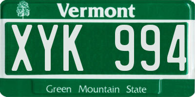 VT license plate XYK994