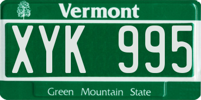 VT license plate XYK995