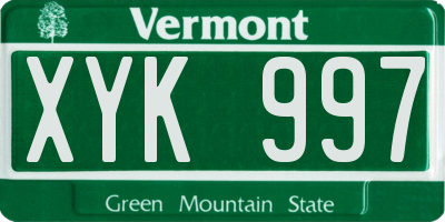 VT license plate XYK997