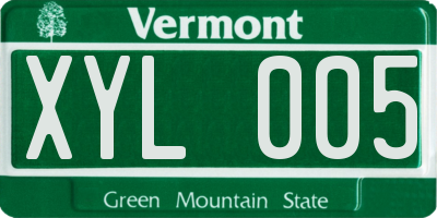 VT license plate XYL005