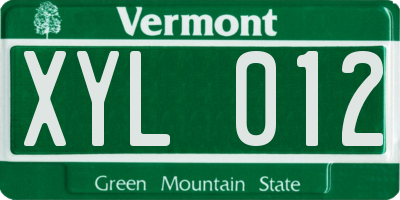 VT license plate XYL012