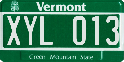 VT license plate XYL013