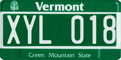 VT license plate XYL018