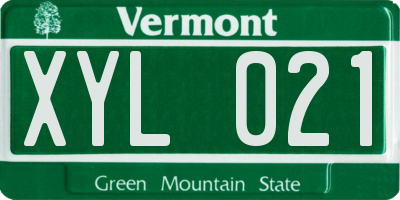 VT license plate XYL021